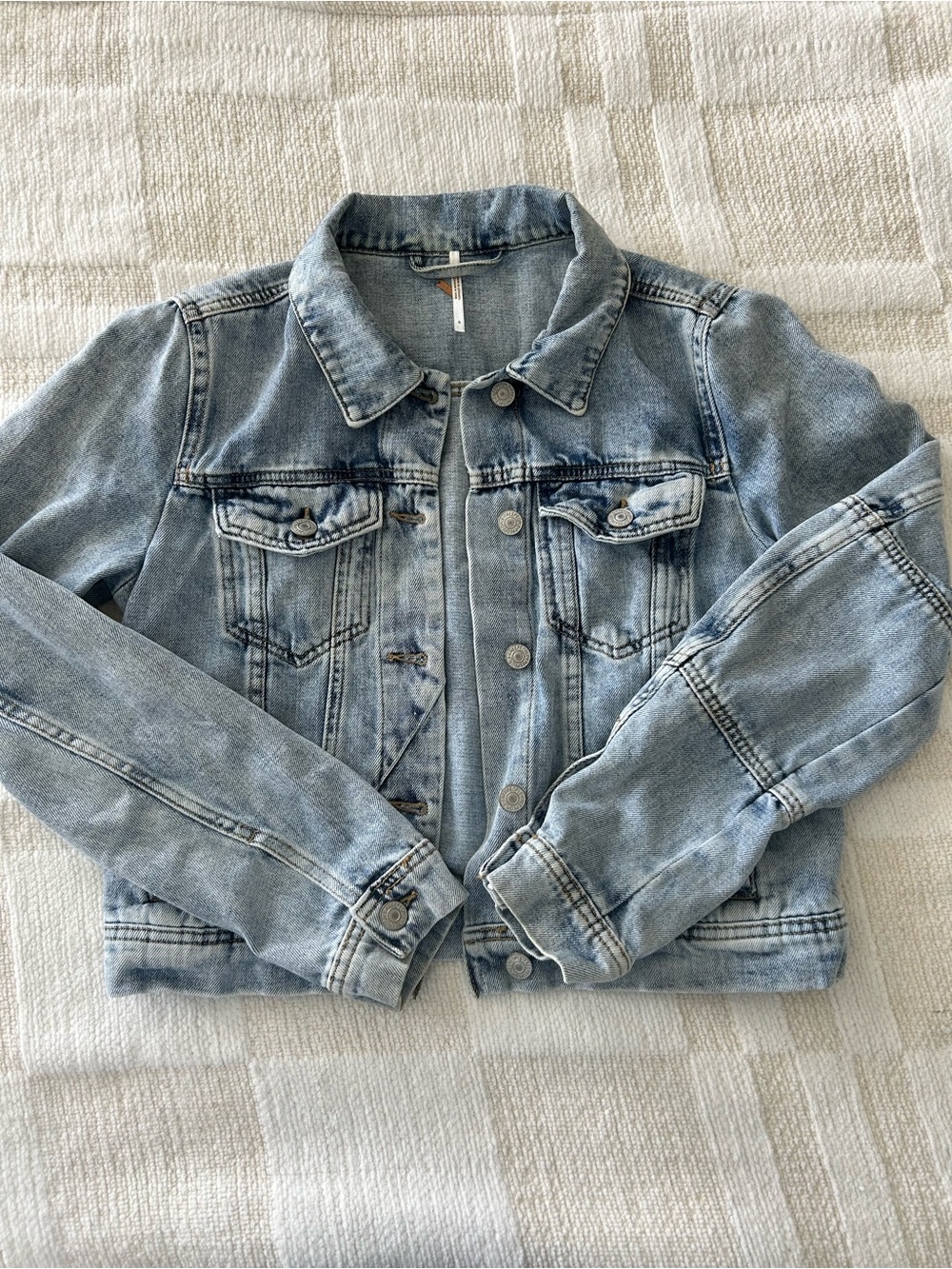Free People Light Wash Denim Jacket - Blue